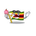 Cartoon Mascot featuring flag zimbabwe with ice cream