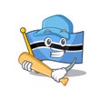 Cartoon mascot flag botswana smile funny playing baseball