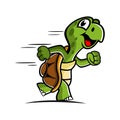 Cartoon mascot funny running turtle.