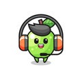 Cartoon mascot of green apple as a customer service