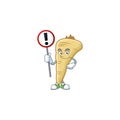 Cartoon mascot of parsnip bring sign in his hand