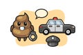 Cartoon mascot of poop as a police