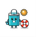 Cartoon mascot of power bank as a beach guard