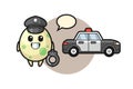 Cartoon mascot of spotted egg as a police