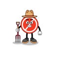 Cartoon mascot of stop sign farmer