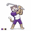 CARTOON MASCOT TIGER PLAYING GOLF