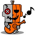 Cartoon mascot voodoo pumpkin doll guitar Royalty Free Stock Photo