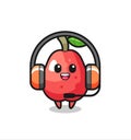 Cartoon mascot of water apple as a customer service