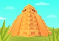 Cartoon mayan pyramid in the jungle