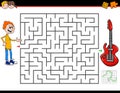 Cartoon maze game with boy and guitar