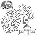 Cartoon Maze Game Education For Kids Help The School Bus Get To The School