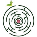 Cartoon maze for kids with cute caterpillar and apple