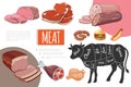 Cartoon Meat Food Concept Royalty Free Stock Photo