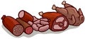 Cartoon meat pork chicken sausage vector icons