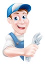 Cartoon Mechanic Plumber Man Royalty Free Stock Photo