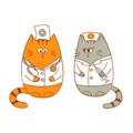 Cartoon medical team - the doctor and the nurse. Funny cats