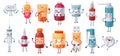 Cartoon medicine mascot. Cute happy pills characters kill bacteria and virus. Capsules, tablets in blister, pill and