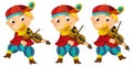 Cartoon medieval character - jester with violin - isolated