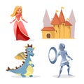 cartoon medieval fairy tale characters set