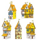 Cartoon medieval houses