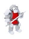 Cartoon medieval knight with long sword, isolated on white background Royalty Free Stock Photo