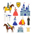 Cartoon Medieval Knight Signs Icon Set. Vector Royalty Free Stock Photo