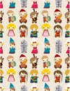 Cartoon Medieval people seamless pattern