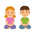 Cartoon meditating children Royalty Free Stock Photo