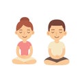 Cartoon meditating couple