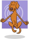 Cartoon meditating and levitating dog character