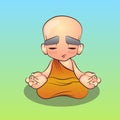Cartoon Meditating Monk Illustration