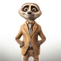 Cartoon Meerkat In A Suit: A Hiperrealistic Movie Still Royalty Free Stock Photo