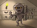 Cartoon Mummy Comes out of Egyptian Tomb