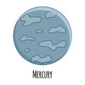 Cartoon Mercury planet. Vector illustration isolated on white b Royalty Free Stock Photo