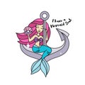 Cartoon mermaid anchor Royalty Free Stock Photo