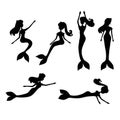 Cartoon mermaids silhouette