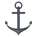 Cartoon metal ship anchor. Vector illustration on white background - Vector