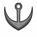 Cartoon metal ship anchor on white background
