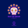 Cartoon Mexican cute skull illustration for Dia de los Muertos. Day of the Dead.