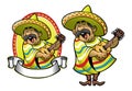 Cartoon of mexican man playing the guitar and singing