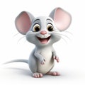 3d Pixar Mouse Lively Cartoon Character On White Background