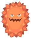 Cartoon microbe. Evil disease monster with grin smile