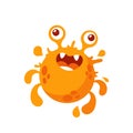 Cartoon Microbe or Virus Character. Bacteria, Cell, Cheerful Germ With Funny Toothy Face. Orange Pathogen Microbe Royalty Free Stock Photo