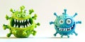 Cartoon microbes under a microscope Royalty Free Stock Photo