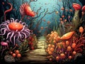 Cartoon microscopic biological world