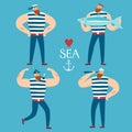 Cartoon mighty sailors set Royalty Free Stock Photo