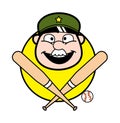 Cartoon Military Man Baseball Mascot