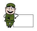 Cartoon Military Man with Empty Banner Royalty Free Stock Photo