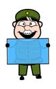 Cartoon Military Man holding a glass banner Royalty Free Stock Photo