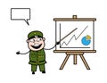 Cartoon Military Man with Presentation Baord